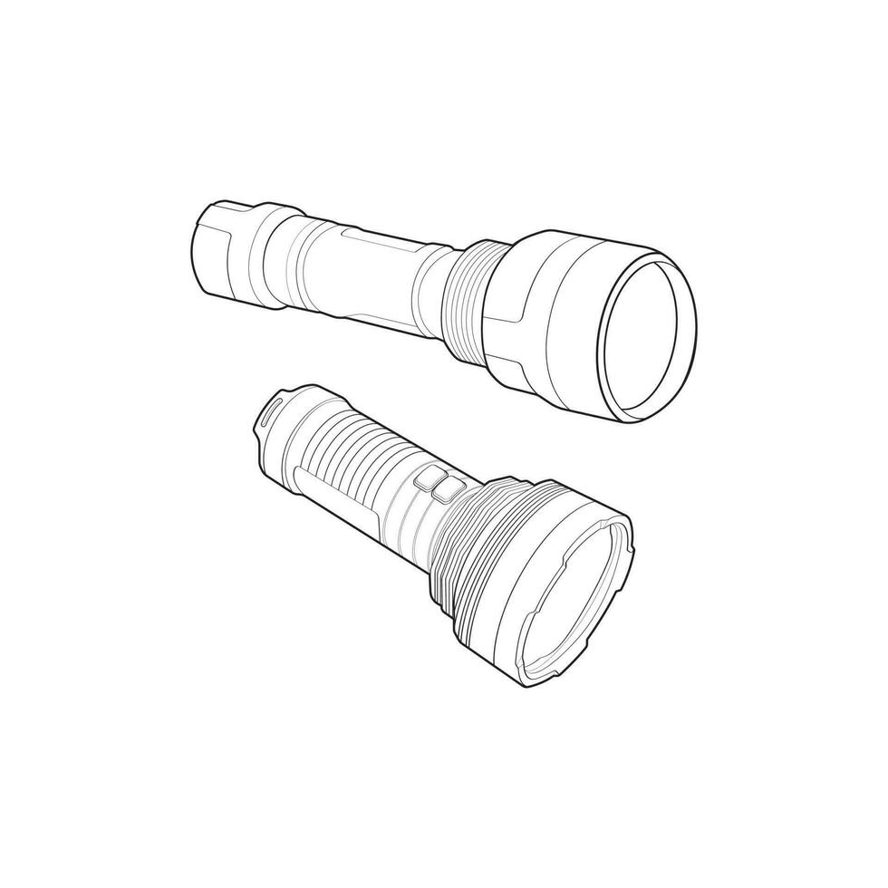 Set of flashlight Line Art, Unique Image Collection for Coloring Books vector