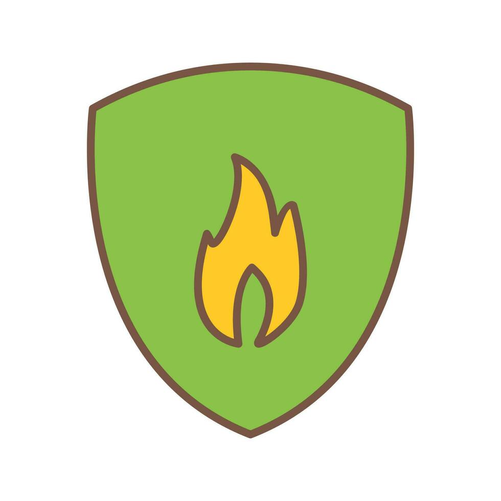 icono de vector de escudo de fuego único