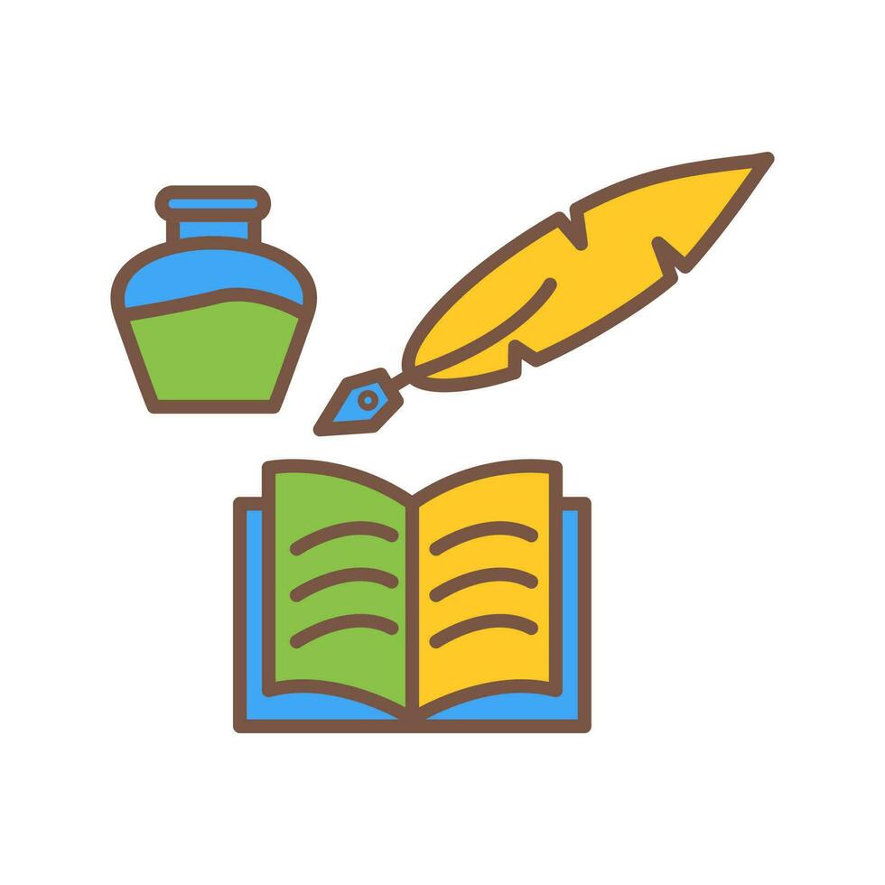 Unique Quill and Book Vector Icon