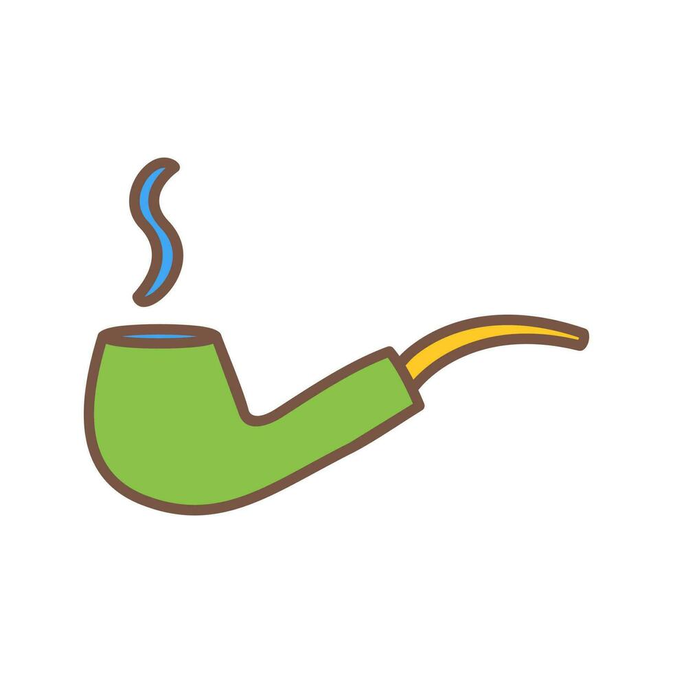 Unique Lit Smoking Pipe Vector Icon