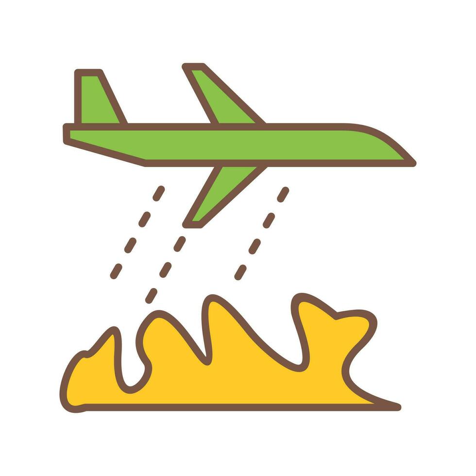 icono de vector de avión de bombero único