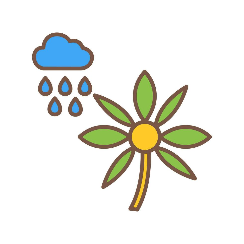 Flower with rain Vector Icon