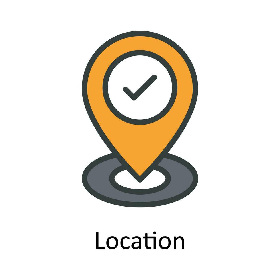 Location Vector Fill outline Icon Design illustration. User interface Symbol on White background EPS 10 File