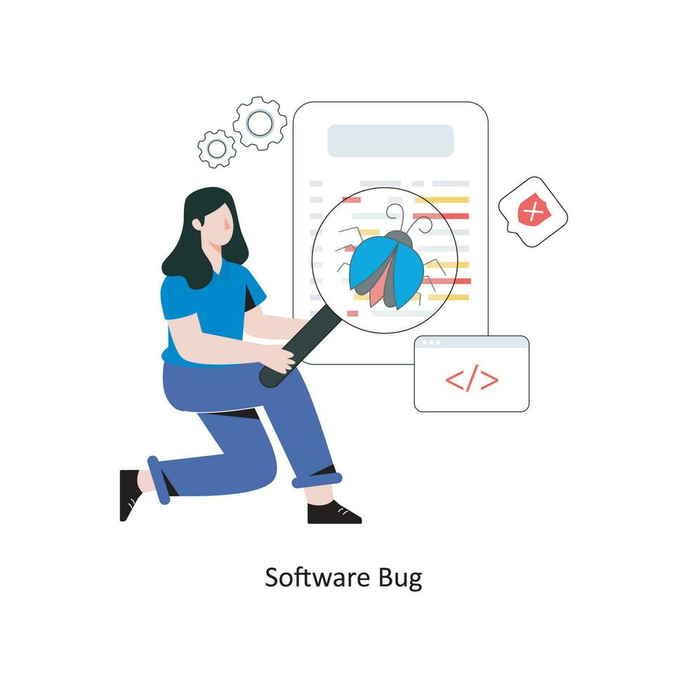 Software Bug Flat Style Design Vector illustration. Stock illustration