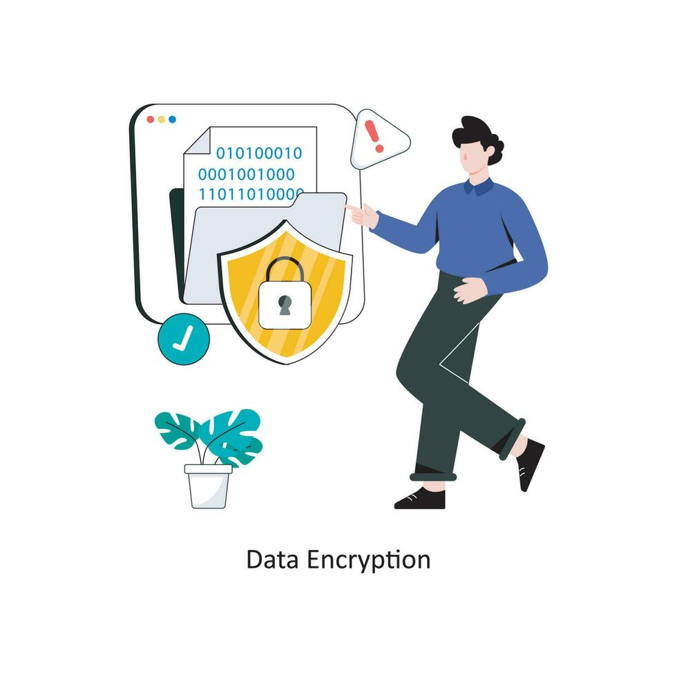Data Encryption Flat Style Design Vector illustration. Stock illustration