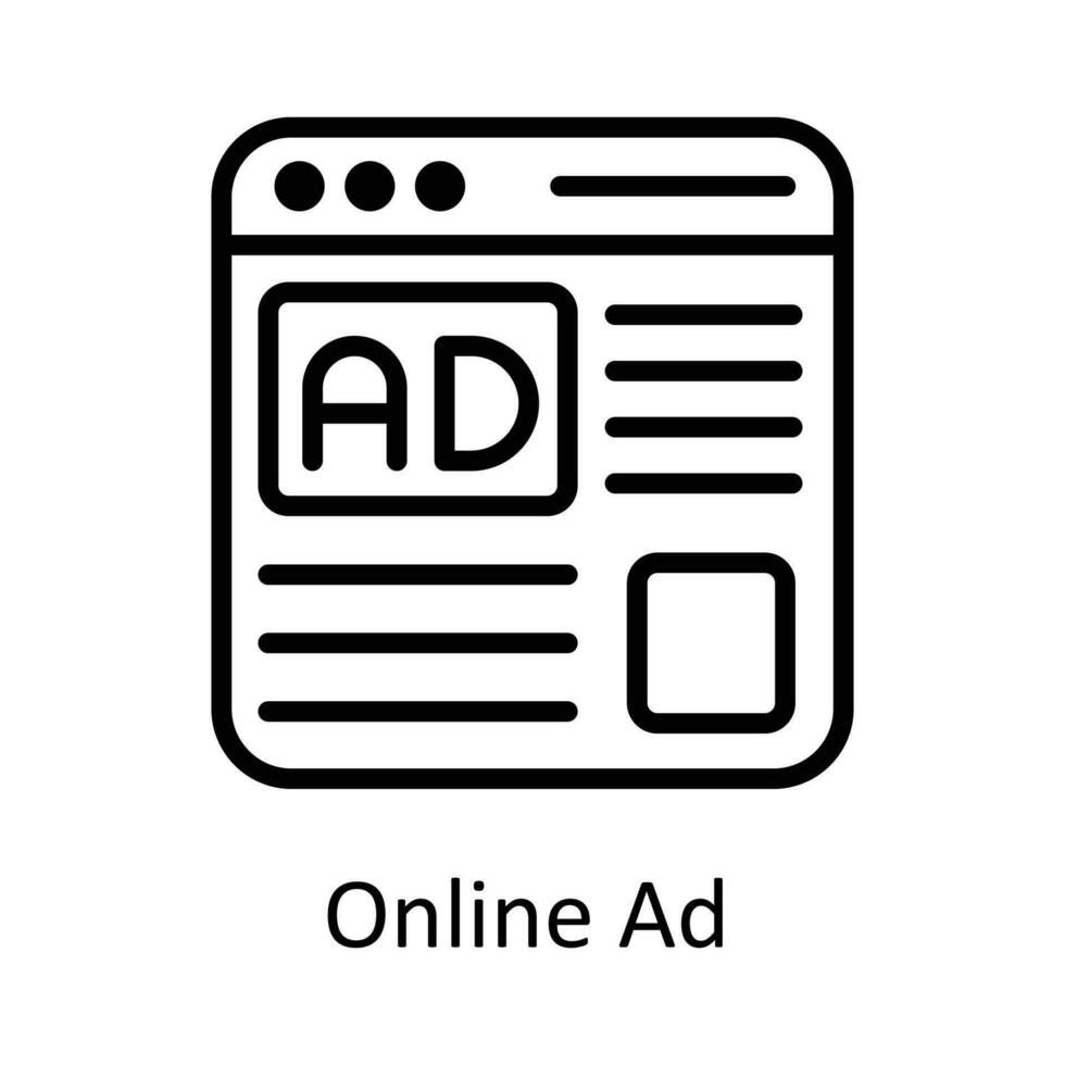 Online Ad Vector  outline Icon Design illustration. Seo and web Symbol on White background EPS 10 File