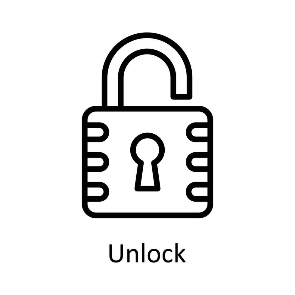 Unlock Vector  outline Icon Design illustration. User interface Symbol on White background EPS 10 File