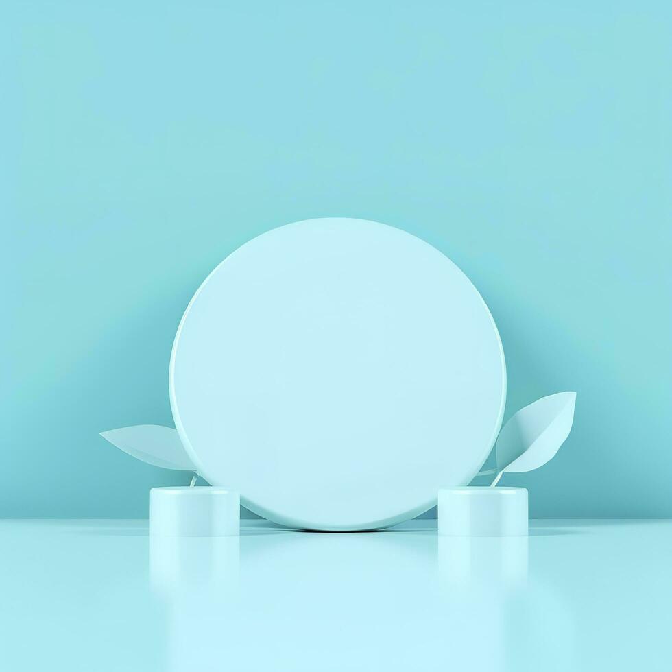 Minimal background. podium and blue background for product presentation. 3d rendering illustration. Luxury podium for product presentation 3d render, generate ai photo