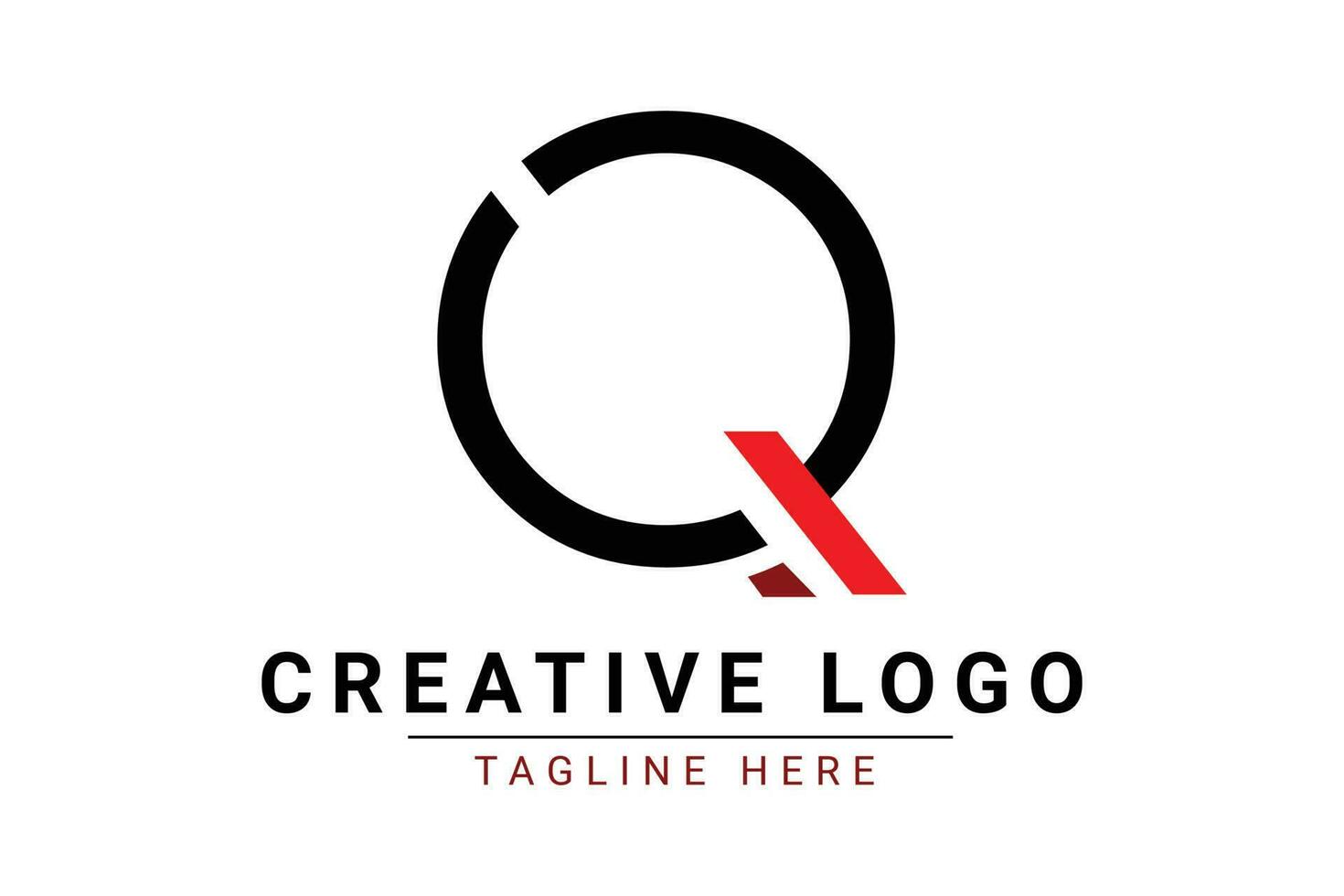 Initial Letter Q Logo. Red and black shape Q Letter logo with shadow usable for Business and Branding Logos. Flat Vector Logo Design Template Element.