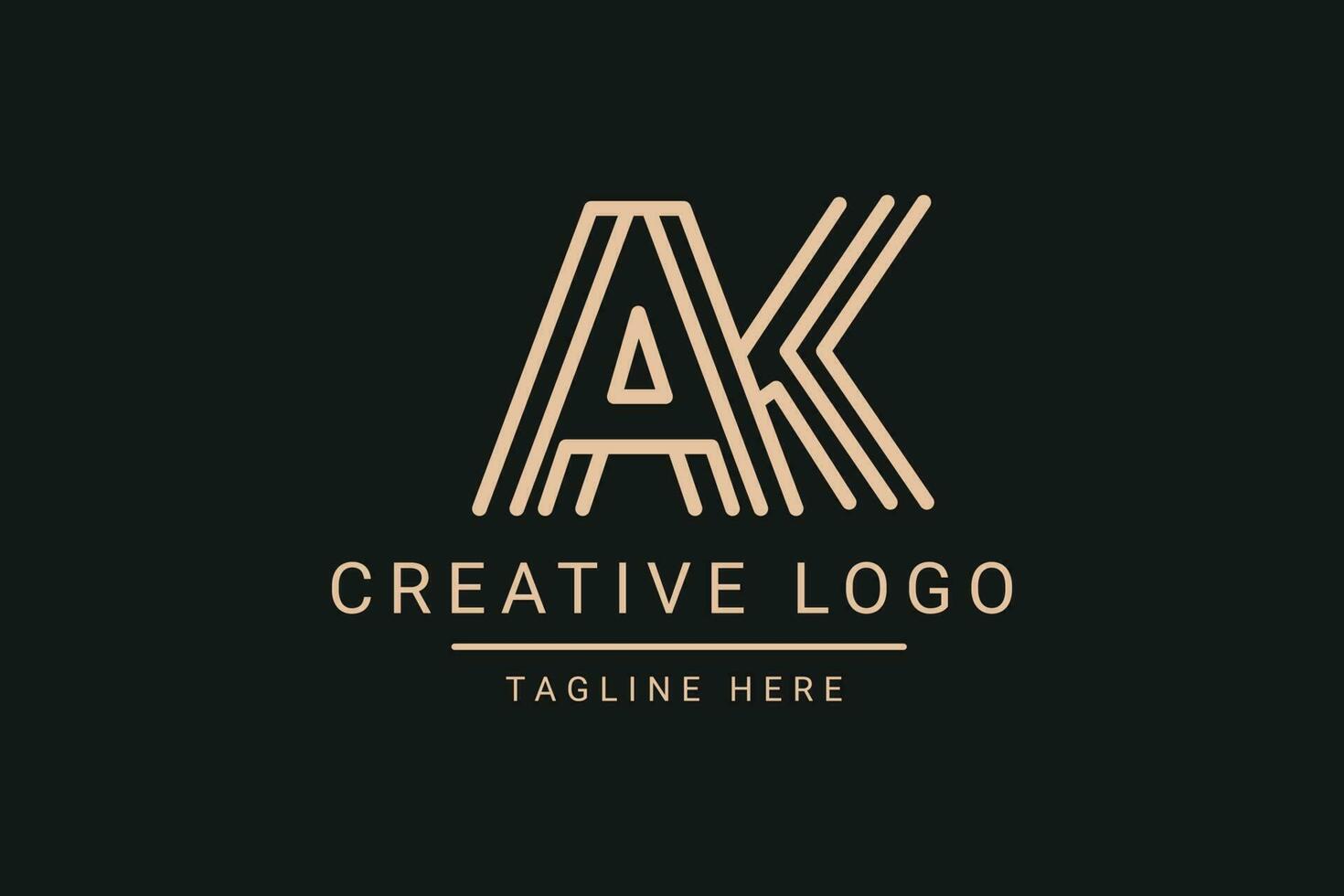 Modern creative letter AK vector logo design. Minimalist AK flat line logo design.