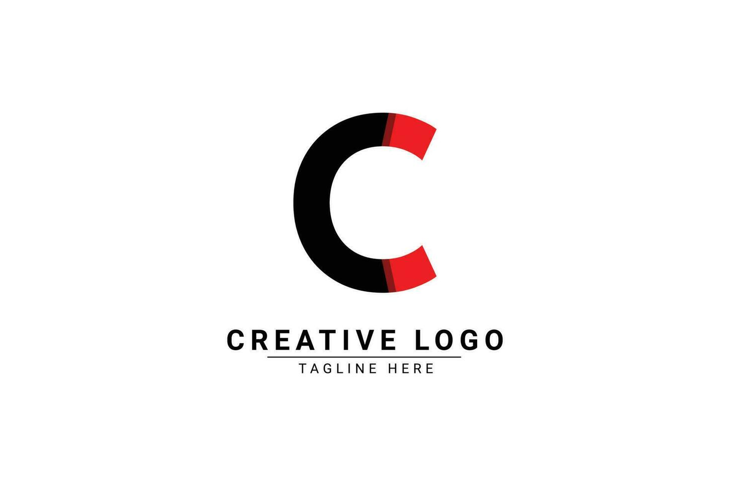 Initial Letter C Logo. Red and black shape C Letter logo with shadow usable for Business and Branding Logos. Flat Vector Logo Design Template Element.