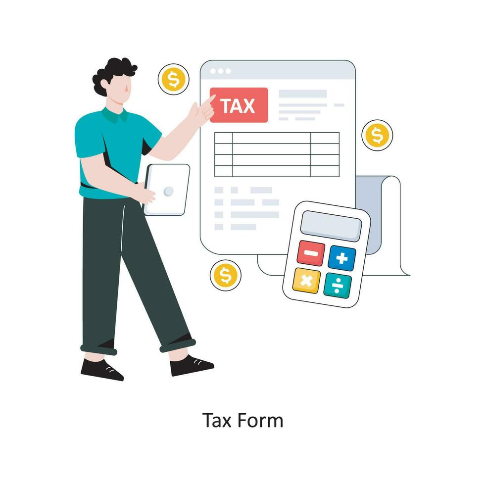 Tax Form flat style design vector illustration. stock illustration