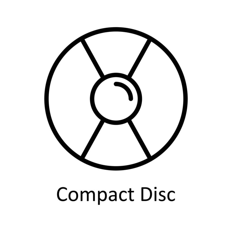 Compact Disc Vector  outline Icon Design illustration. User interface Symbol on White background EPS 10 File