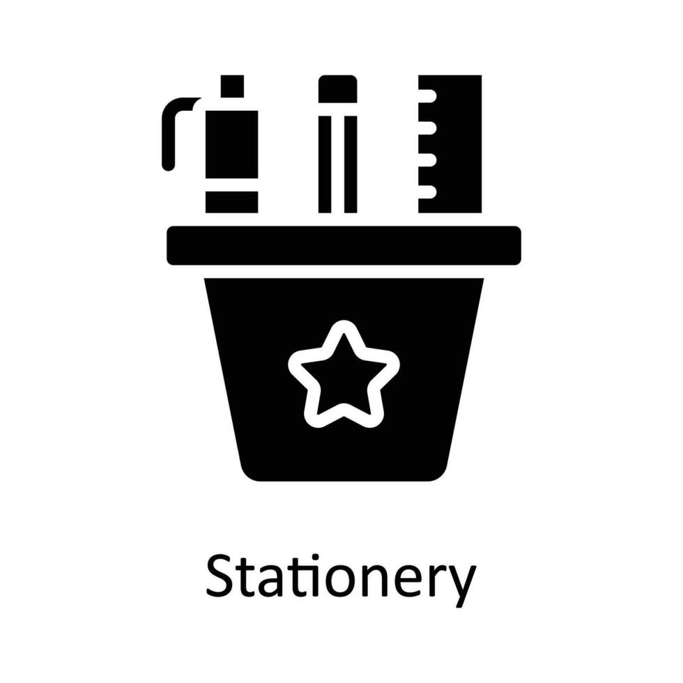 Stationery Vector  Solid Icon Design illustration. User interface Symbol on White background EPS 10 File