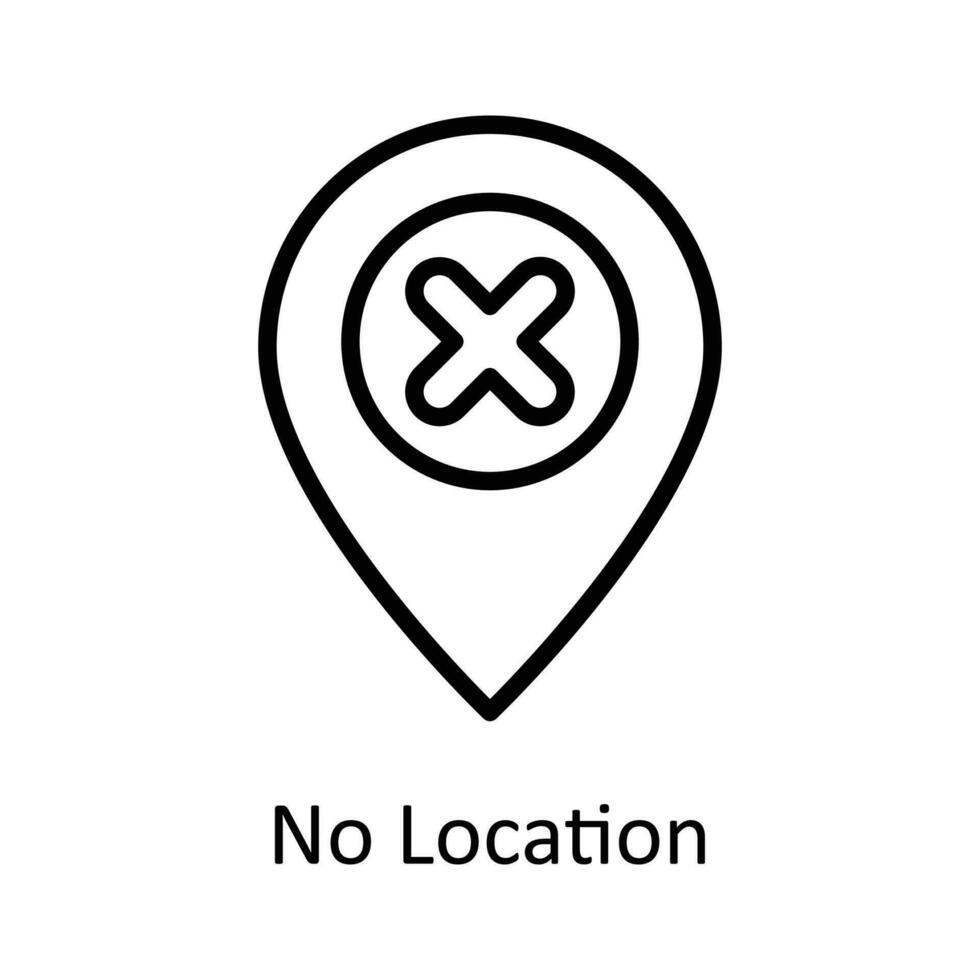 No Location Vector  outline Icon Design illustration. User interface Symbol on White background EPS 10 File