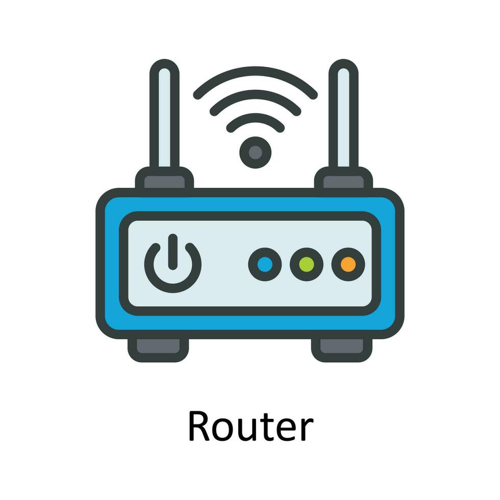 Router Vector Fill outline Icon Design illustration. User interface Symbol on White background EPS 10 File