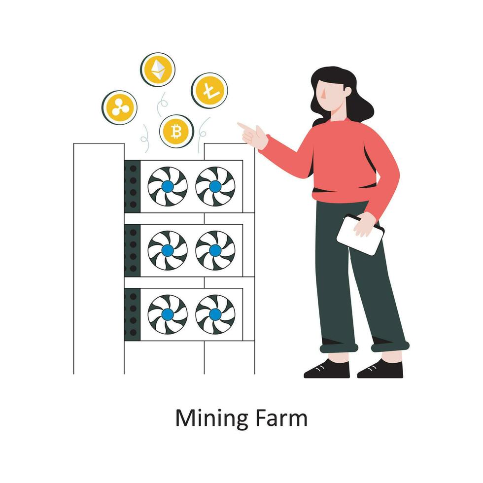 Mining Farm flat style design vector illustration. stock illustration