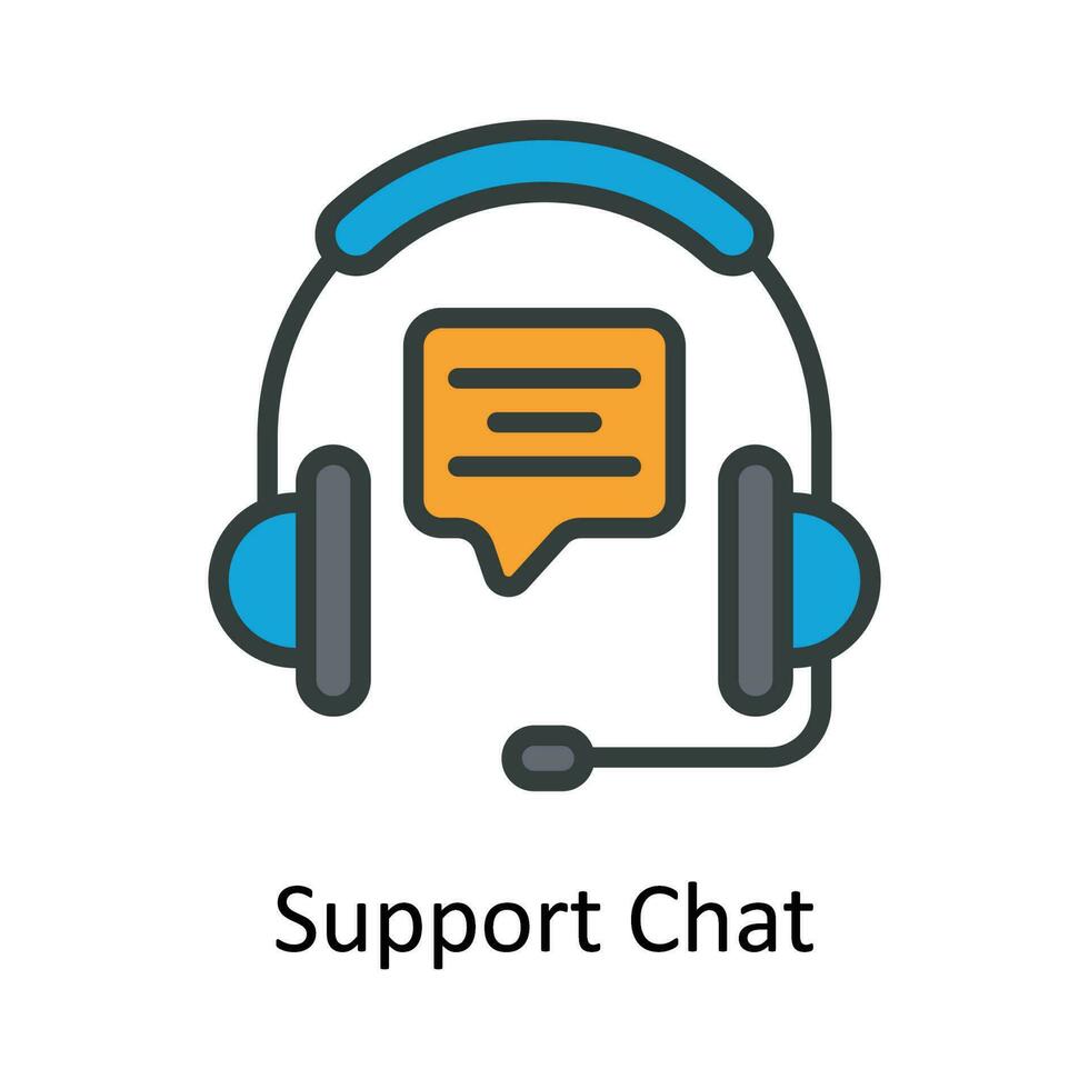 Support Chat Vector Fill outline Icon Design illustration. Seo and web Symbol on White background EPS 10 File