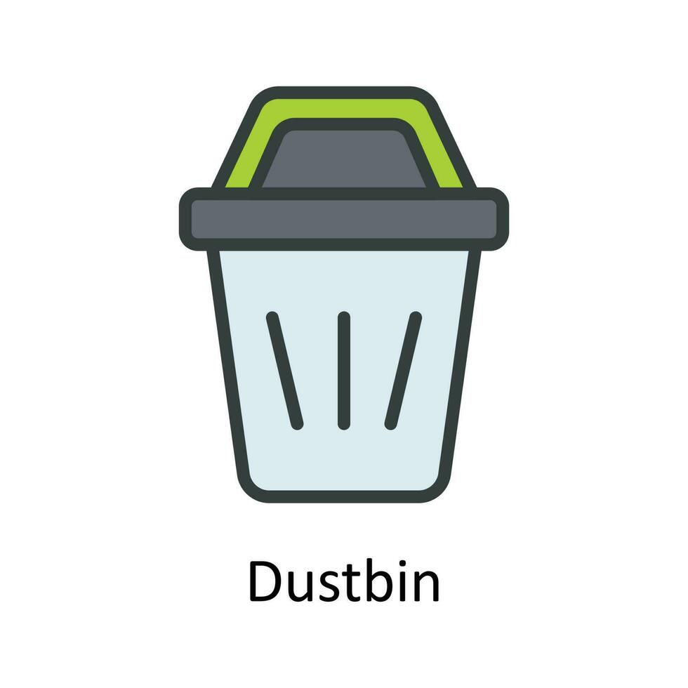 Dustbin Vector Fill outline Icon Design illustration. User interface Symbol on White background EPS 10 File