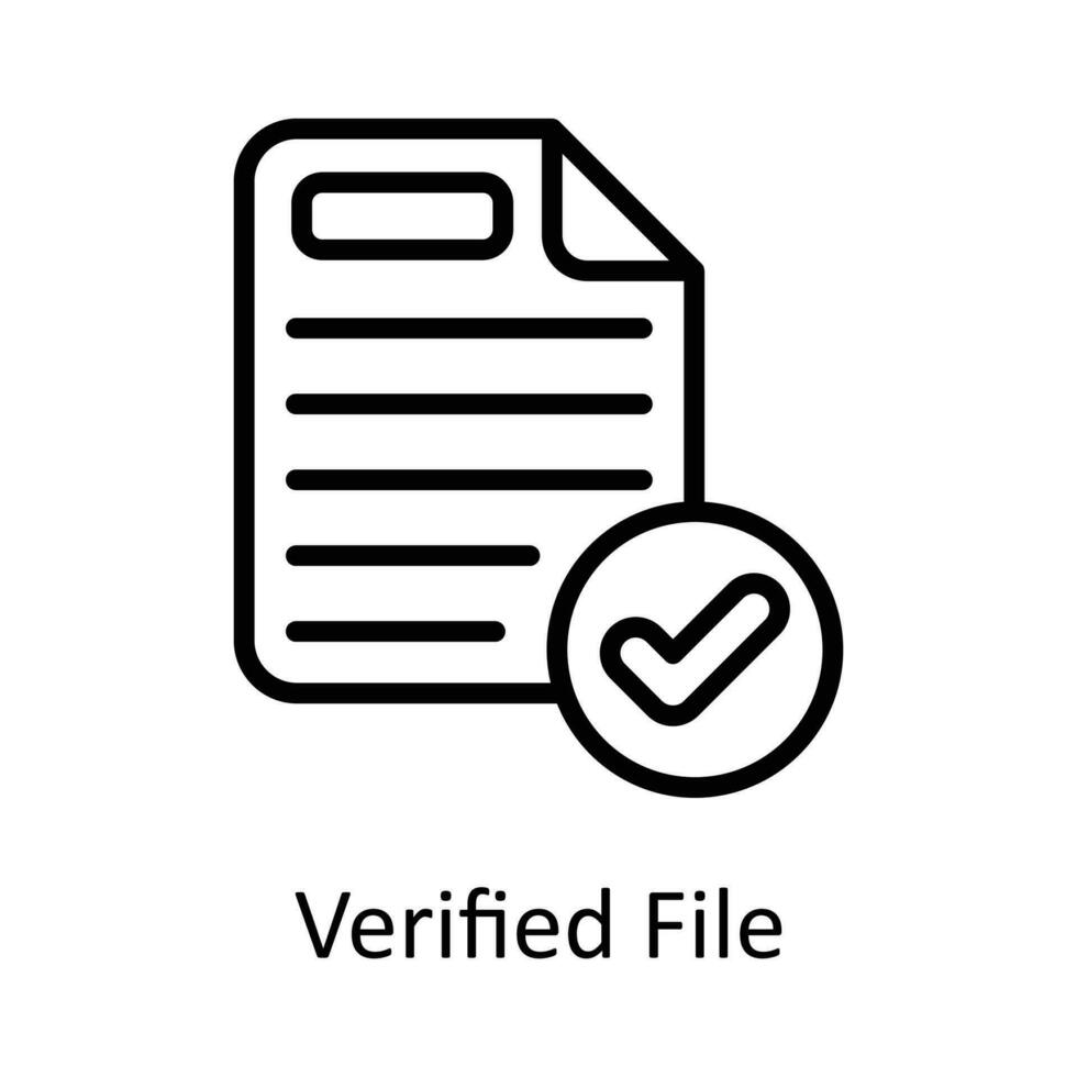 Verified File Vector  outline Icon Design illustration. User interface Symbol on White background EPS 10 File