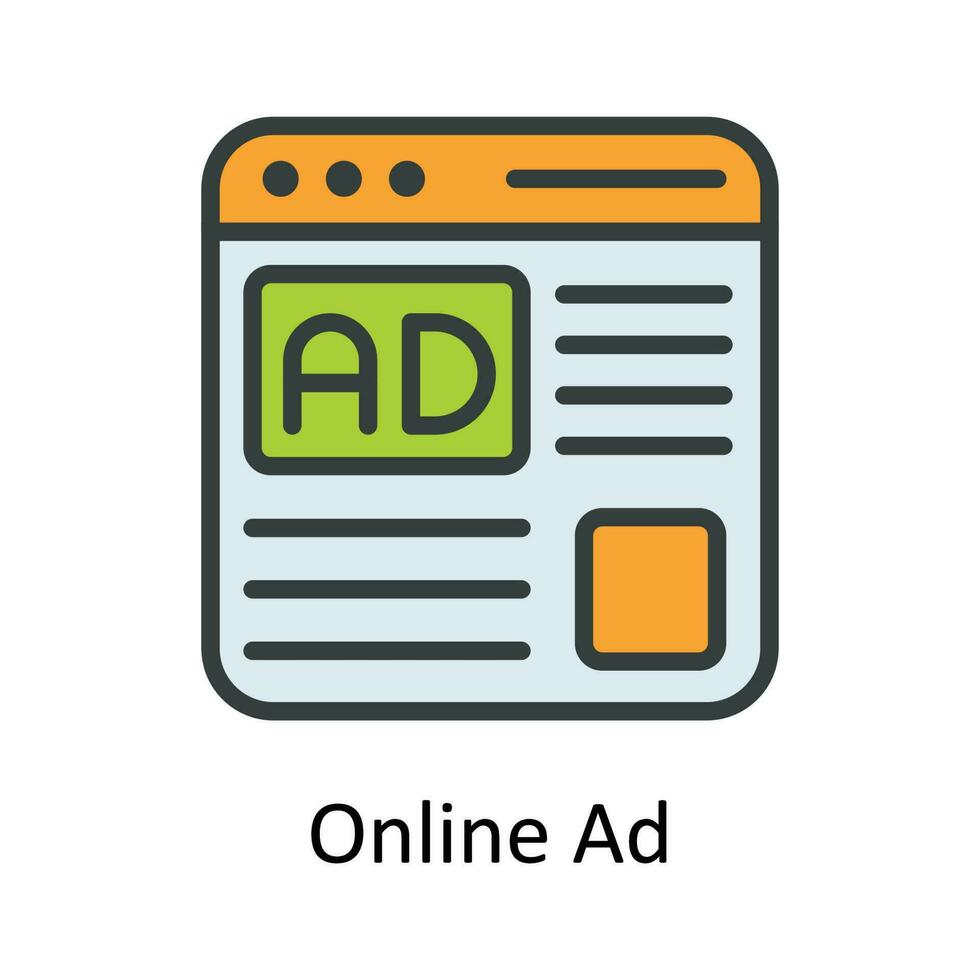 Online Ad Vector Fill outline Icon Design illustration. Seo and web Symbol on White background EPS 10 File