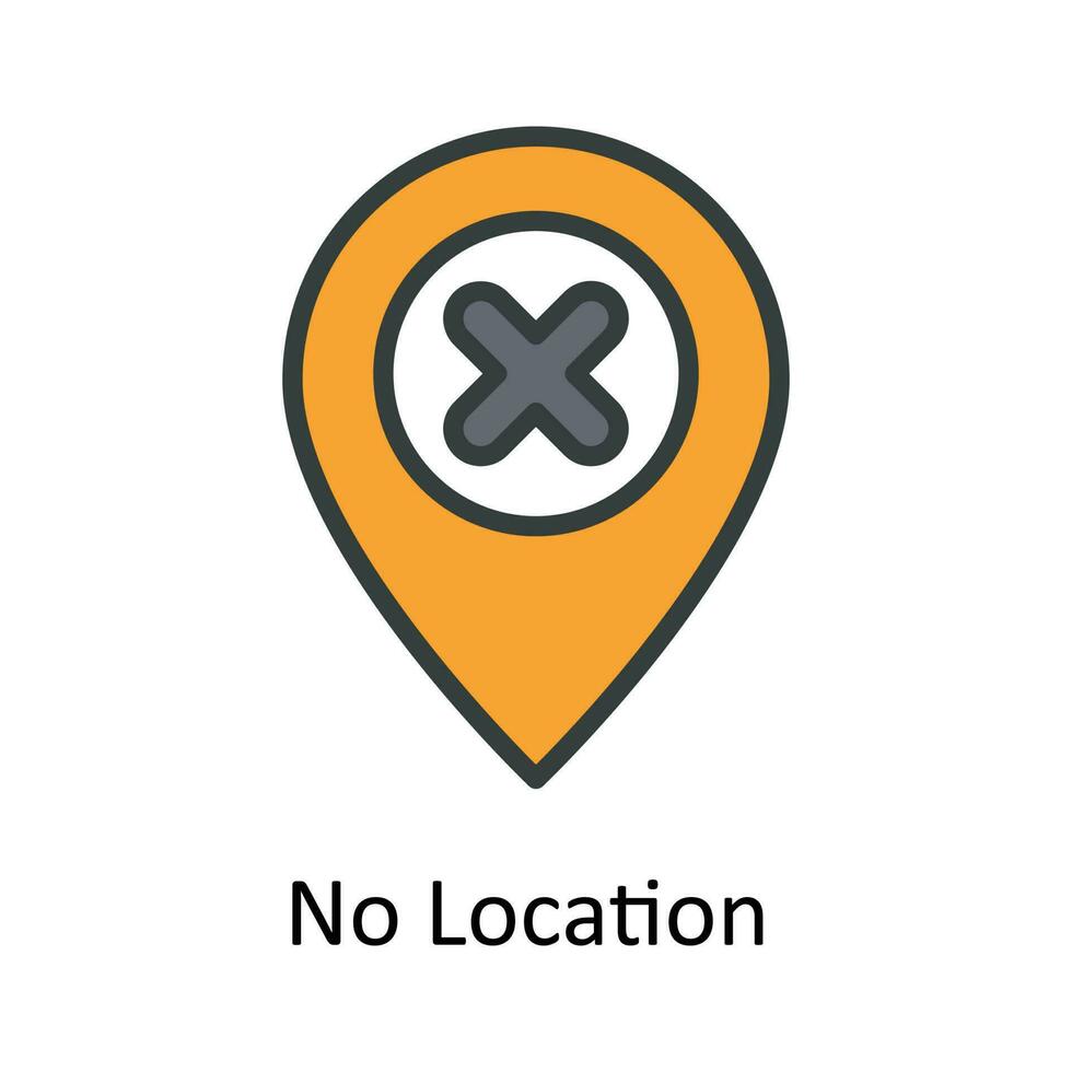 No Location Vector Fill outline Icon Design illustration. User interface Symbol on White background EPS 10 File