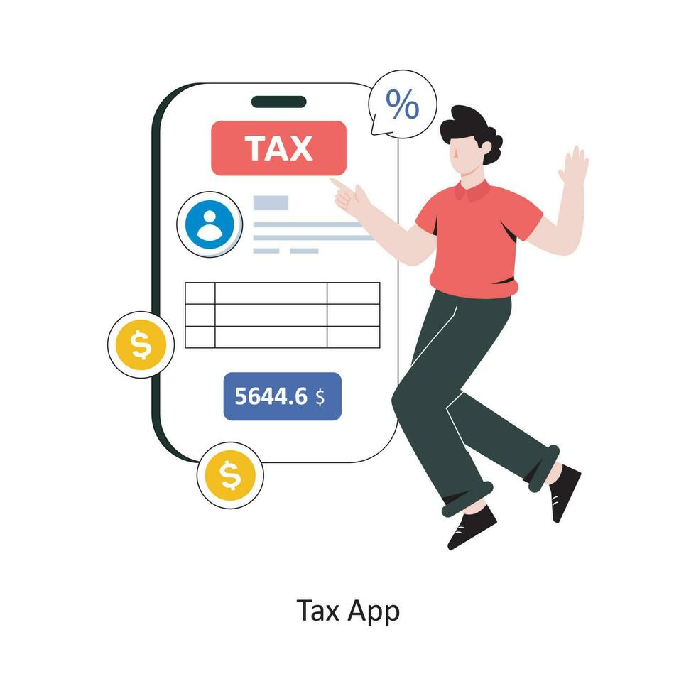 Tax App flat style design vector illustration. stock illustration