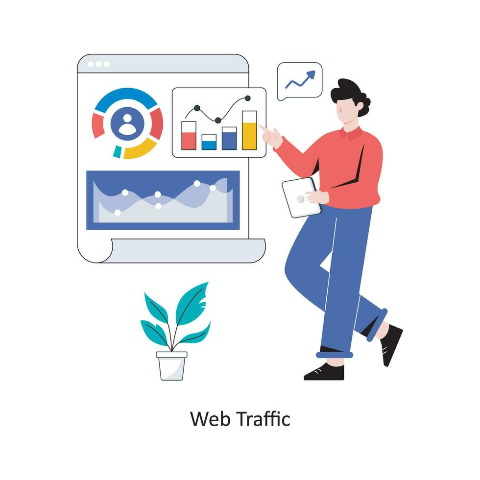 Web Traffic flat style design vector illustration. stock illustration