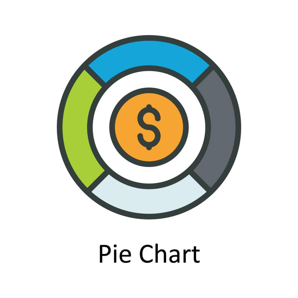 Pie Chart Vector Fill outline Icon Design illustration. User interface Symbol on White background EPS 10 File