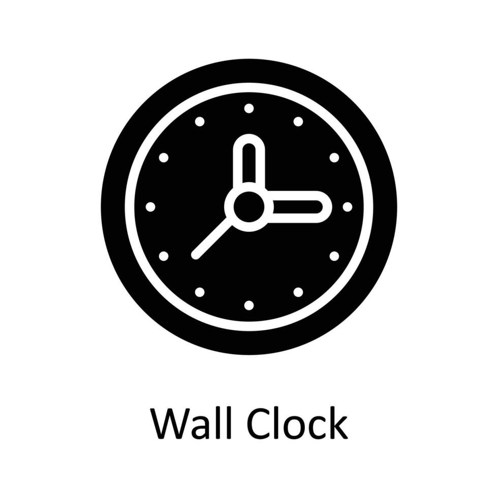 Wall Clock Vector  Solid Icon Design illustration. User interface Symbol on White background EPS 10 File