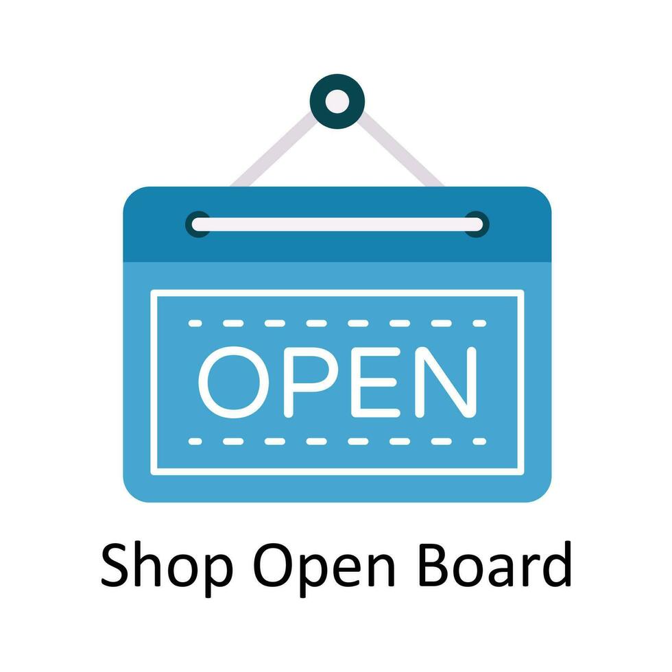 Shop Open Board Vector  Flat Icon Design illustration. Ecommerce and shopping Symbol on White background EPS 10 File