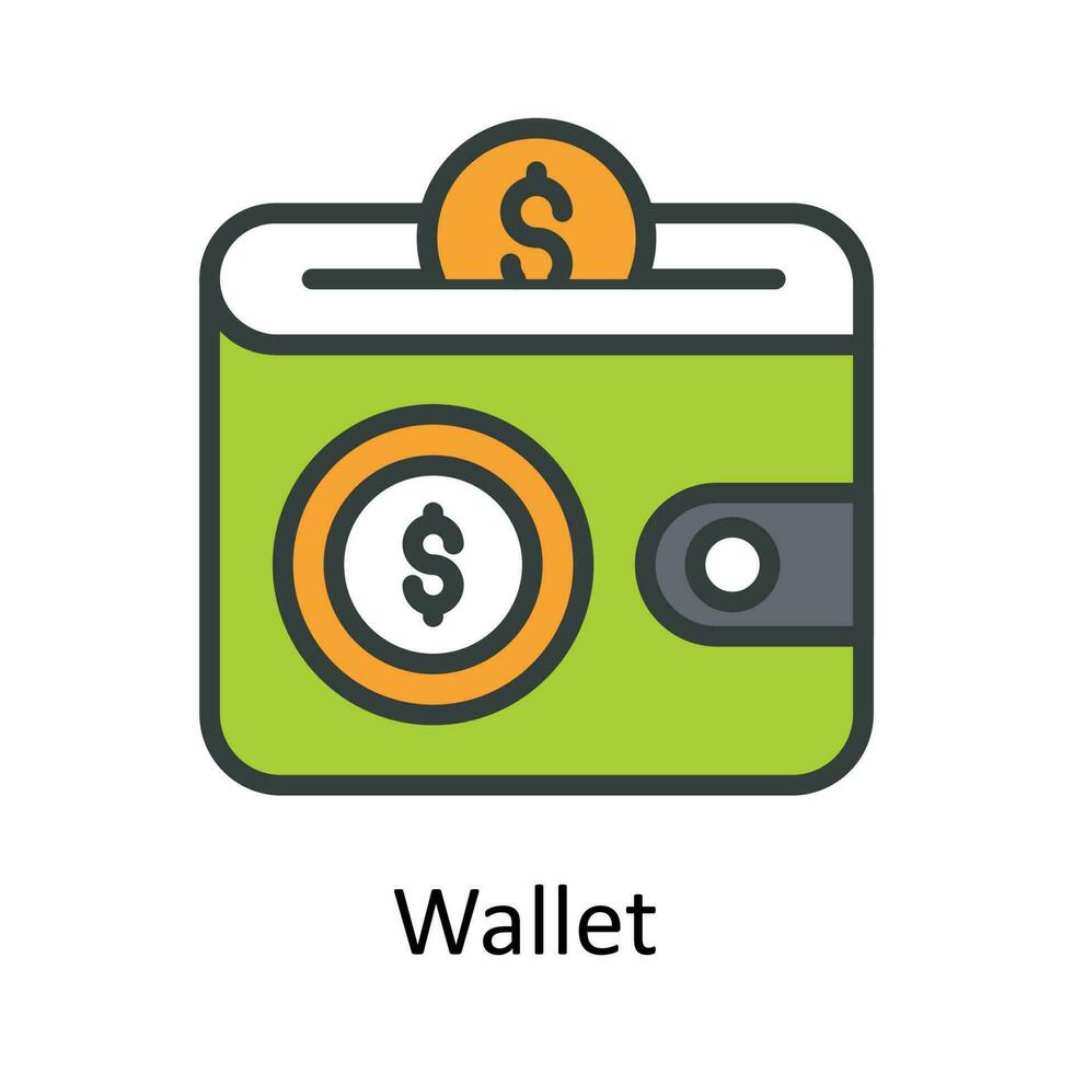 Wallet  Vector Fill outline Icon Design illustration. User interface Symbol on White background EPS 10 File