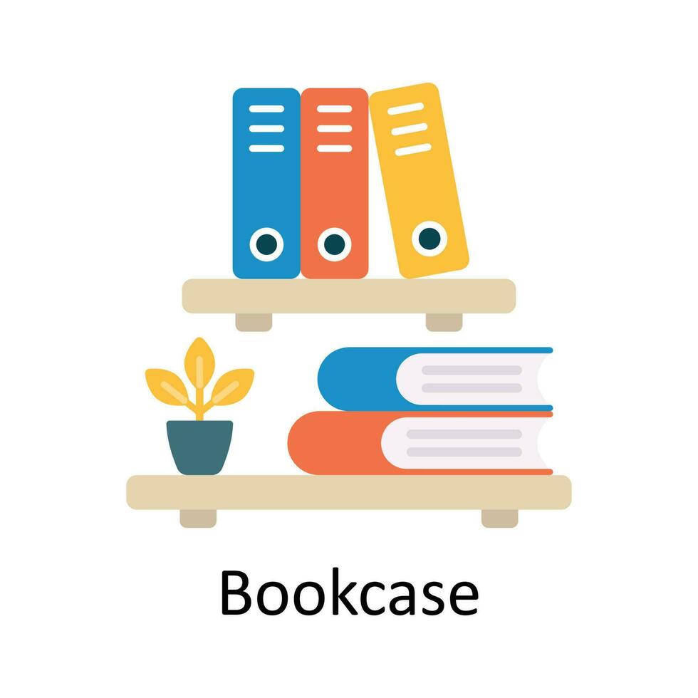 Bookcase Vector Flat Icon Design illustration. Education and learning