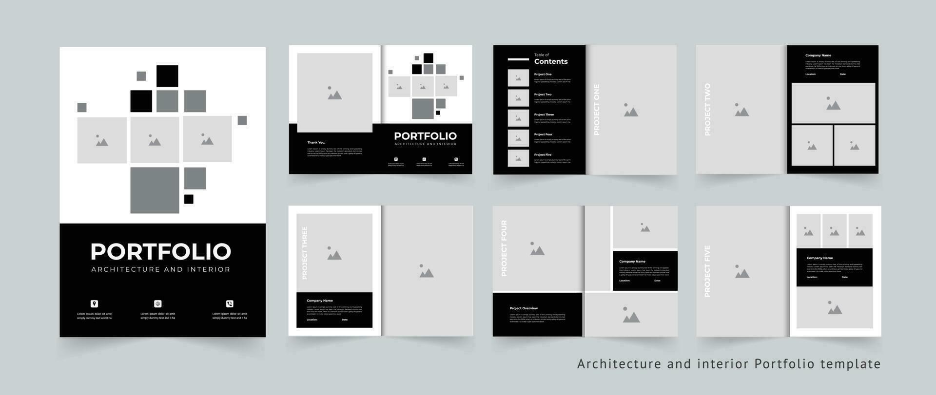 Architect portfolio interior portfolio template design A4 size print template vector