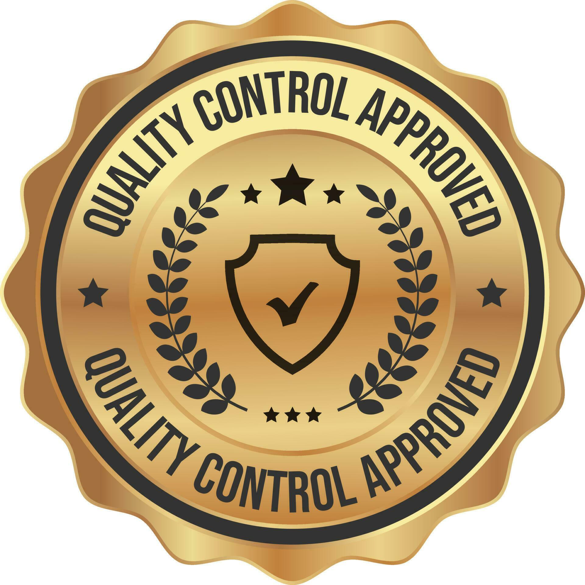 Quality Control Approved Stamp, Badge, Icon, Seal, Emblem, Quality