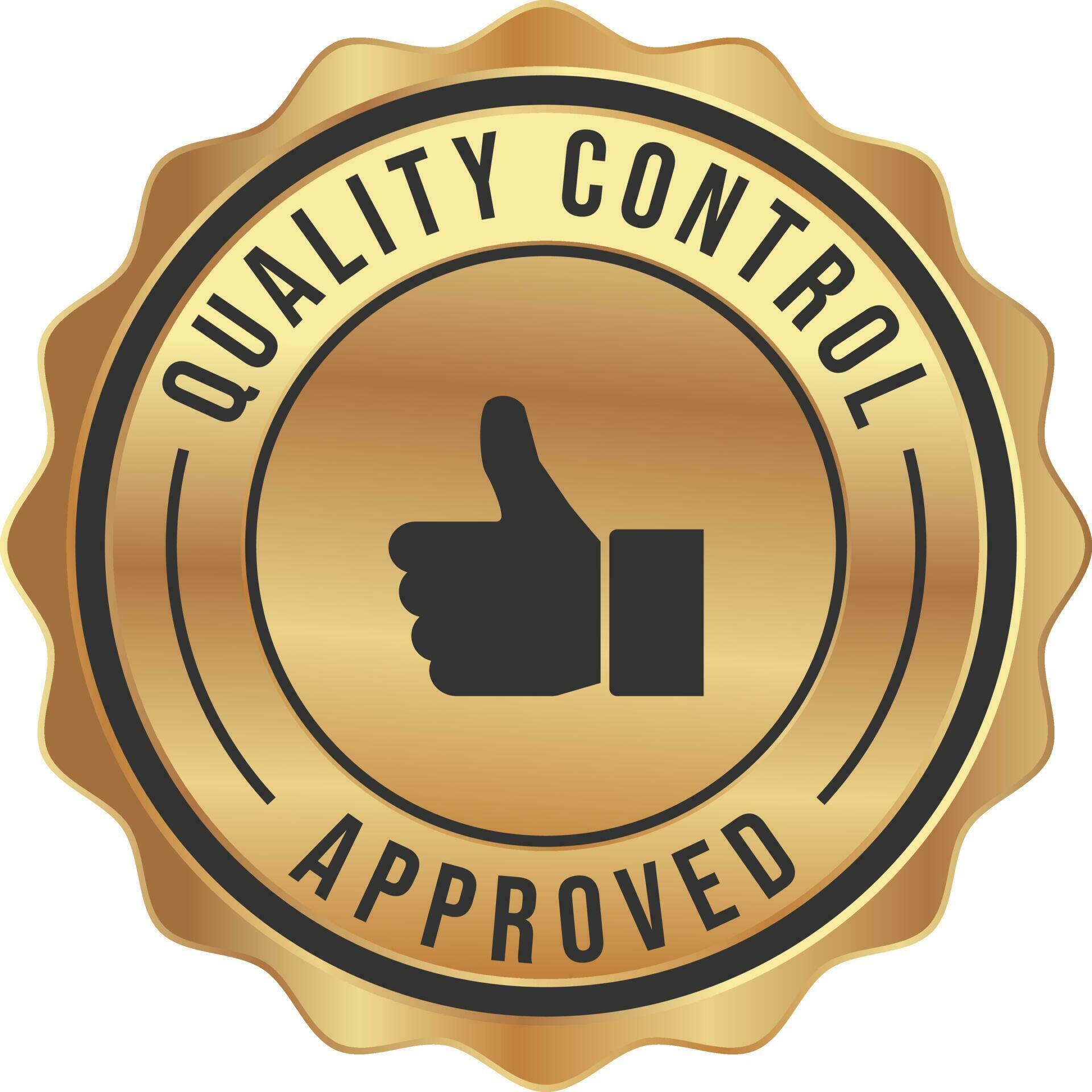 Quality Control Approved Stamp, Badge, Icon, Seal, Emblem, Quality