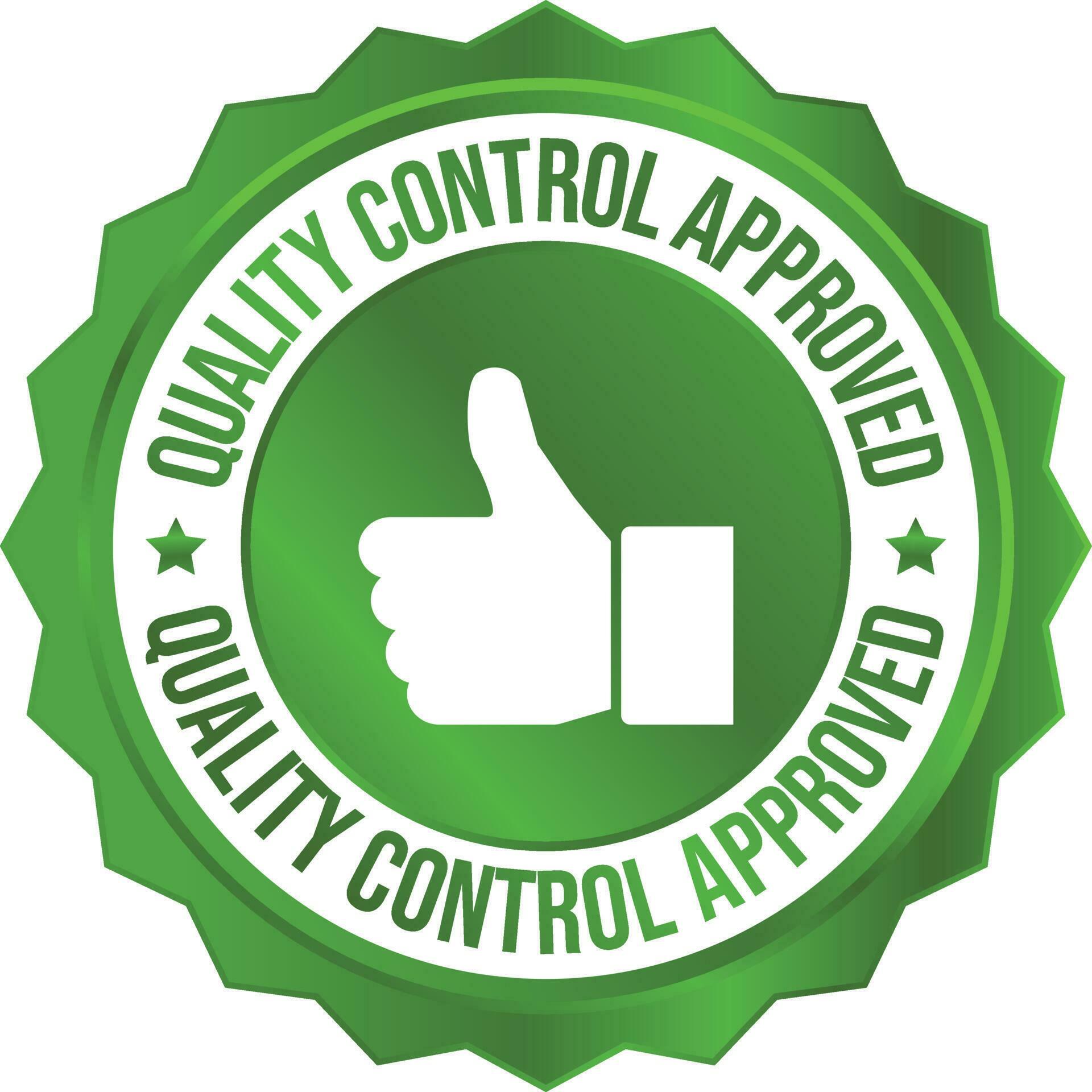Quality Control Approved Stamp, Badge, Icon, Seal, Emblem, Quality