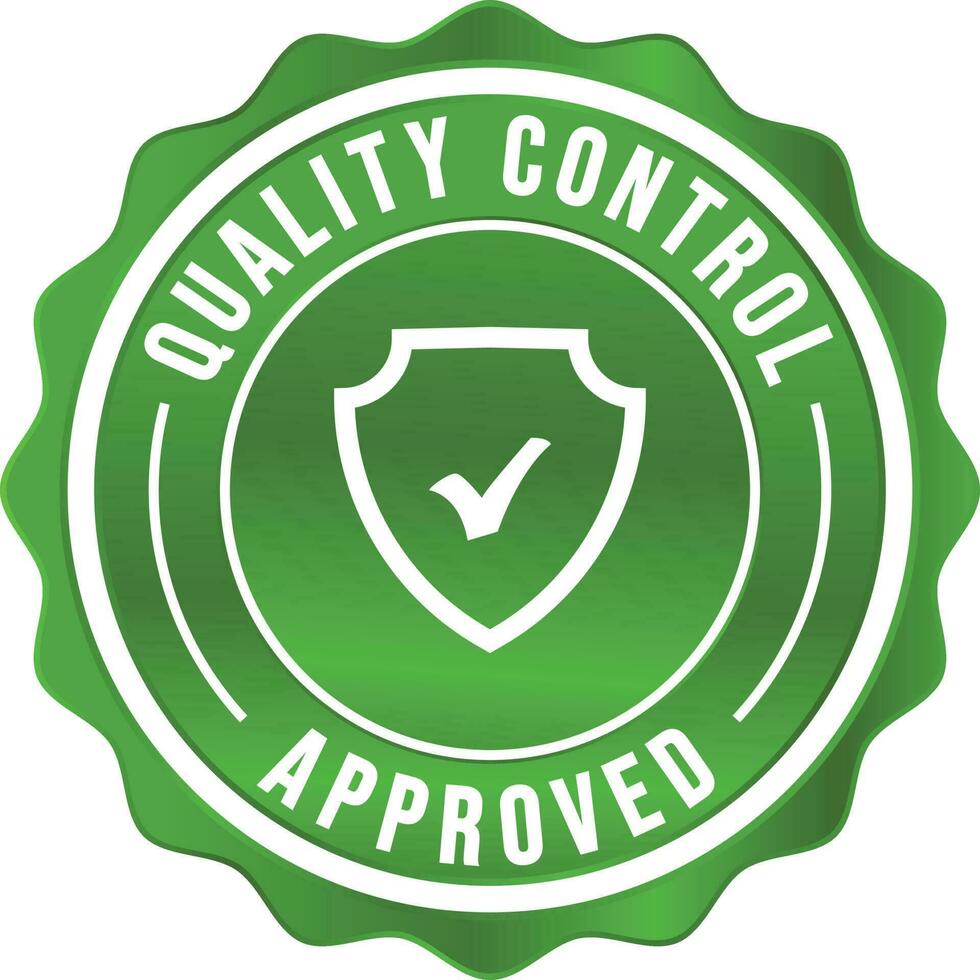 Quality Control Approved Stamp, Badge, Icon, Seal, Emblem, Quality Assurance Label, Quality Concept, Service, Controller, Patch, Rubber, Product, Sticker, Vector Illustration