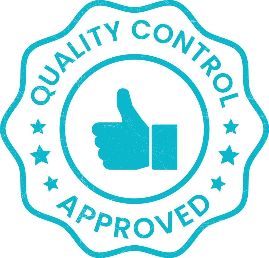 Quality Control Approved Stamp, Badge, Icon, Seal, Emblem, Quality Assurance Label, Quality Concept, Service, Controller, Patch, Rubber, Product, Sticker, Vector Illustration With Grunge Texture