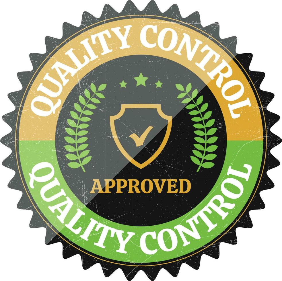 Quality Control Approved Stamp, Badge, Icon, Seal, Emblem, Quality