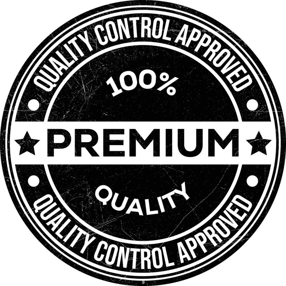 Quality Control Approved Stamp, Badge, Icon, Seal, Emblem, Quality Assurance Label, Quality Concept, Service, Controller, Patch, Rubber, Product, Sticker, Vector Illustration With Grunge Texture
