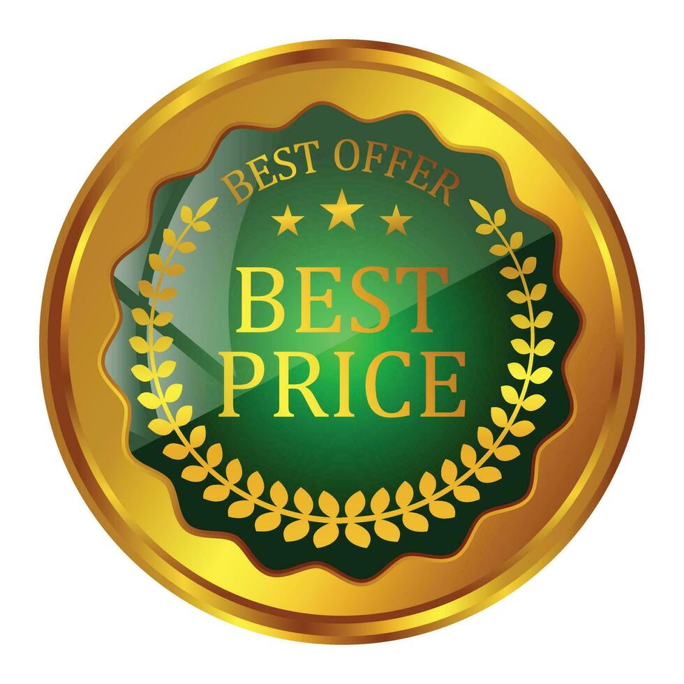 Best Price Badge or Best Offer Badge With Glossy Gradient Vector Illustration, Best Deal Seal, Best Deal Label, Emblem, Logo, Button, Sticker, Card Design Element