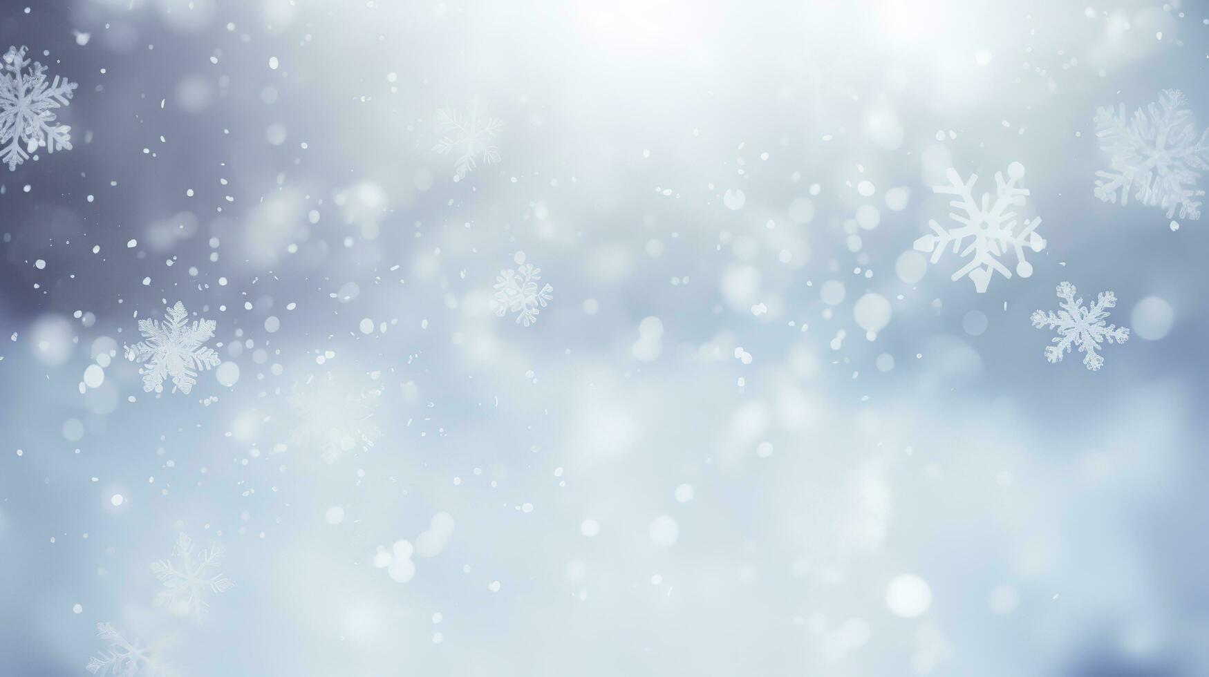 unfocussed winter background with snowflakes, generate ai photo