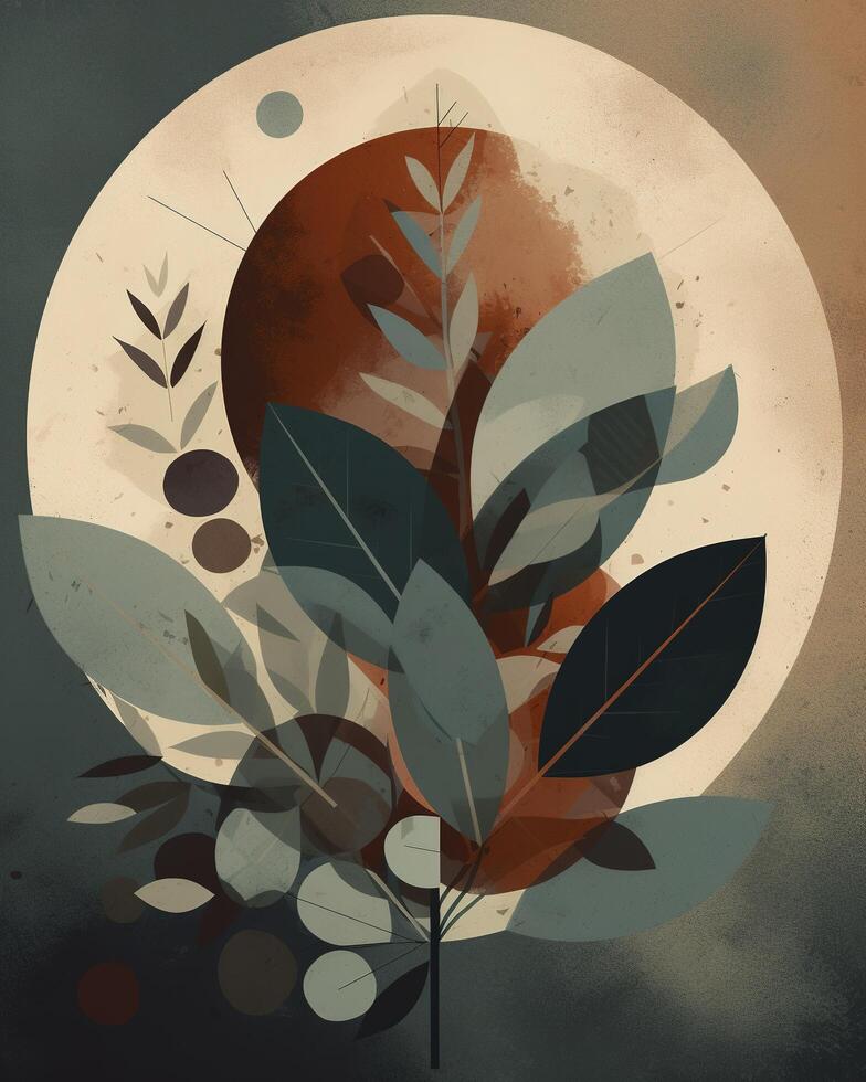 flower boho minimalist art. Art form design for wall art, decoration, wallpaper. photo
