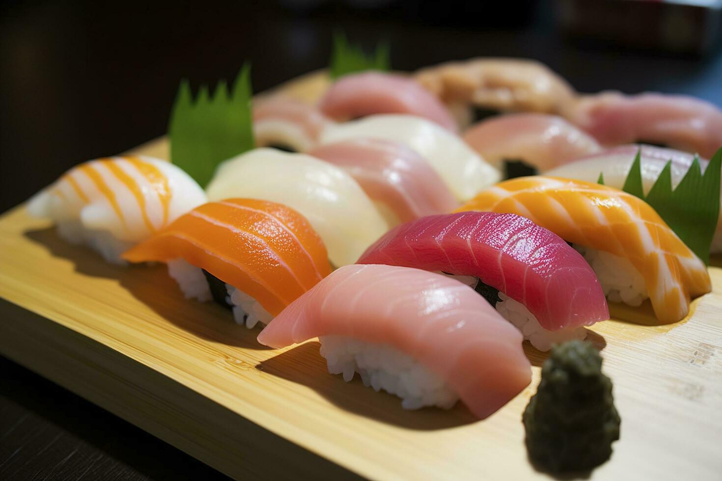 delicioso Sushi con hermosa fondo, generar ai foto