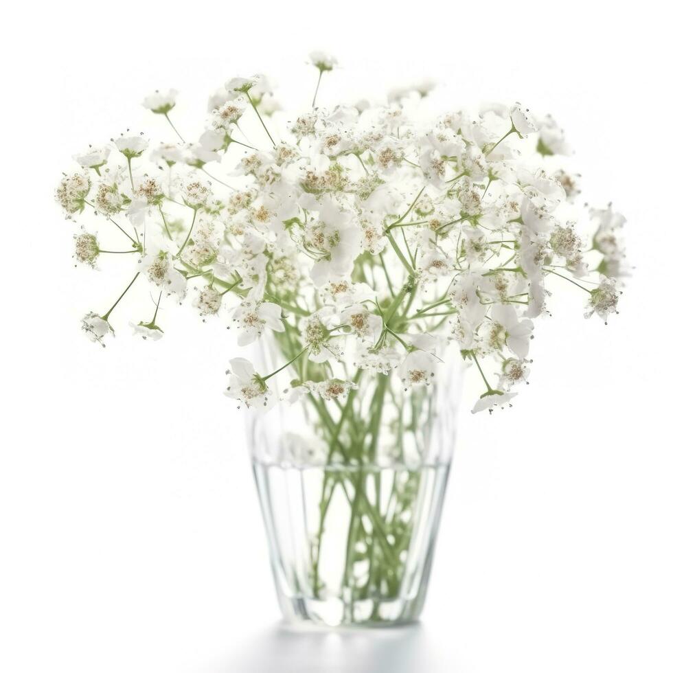 Gypsophila flowers isolated on white background, generate ai photo