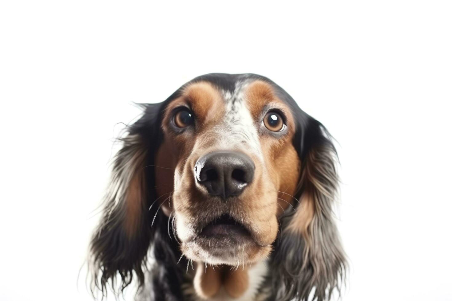 Studio shot of an adorable Dachshund looking curiously at the camera, generate ai photo