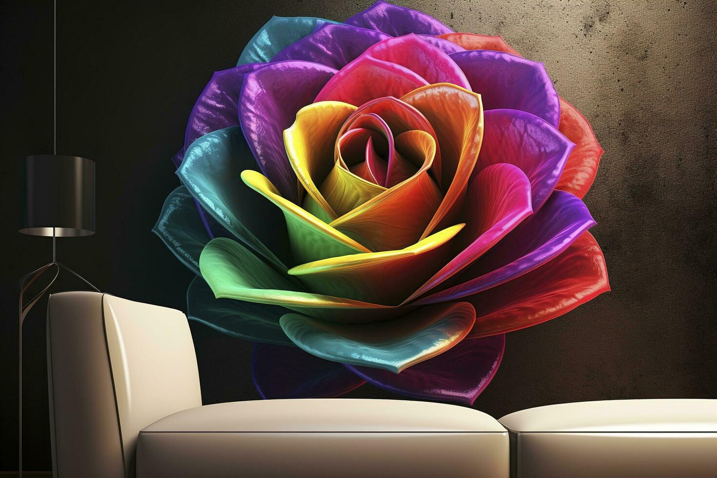 3d colorful flower. for canvas print interior wall decor, generate ai photo