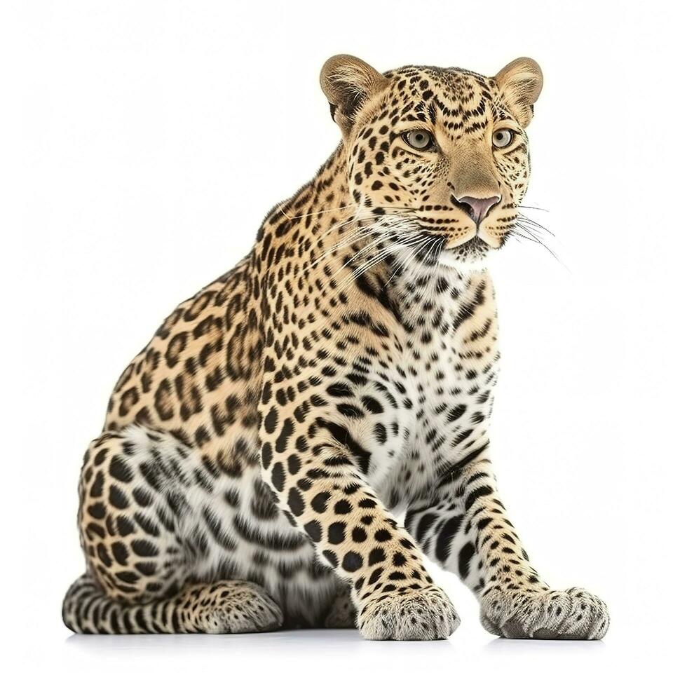 leopardo aislado en blanco fondo, generar ai foto