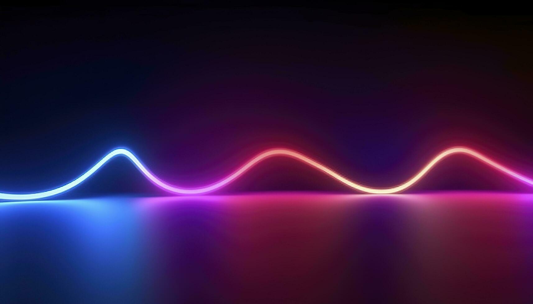 3d rendering, the abstract background of colorful neon wavy lines glowing in the dark. Modern simple wallpaper, generates ai photo